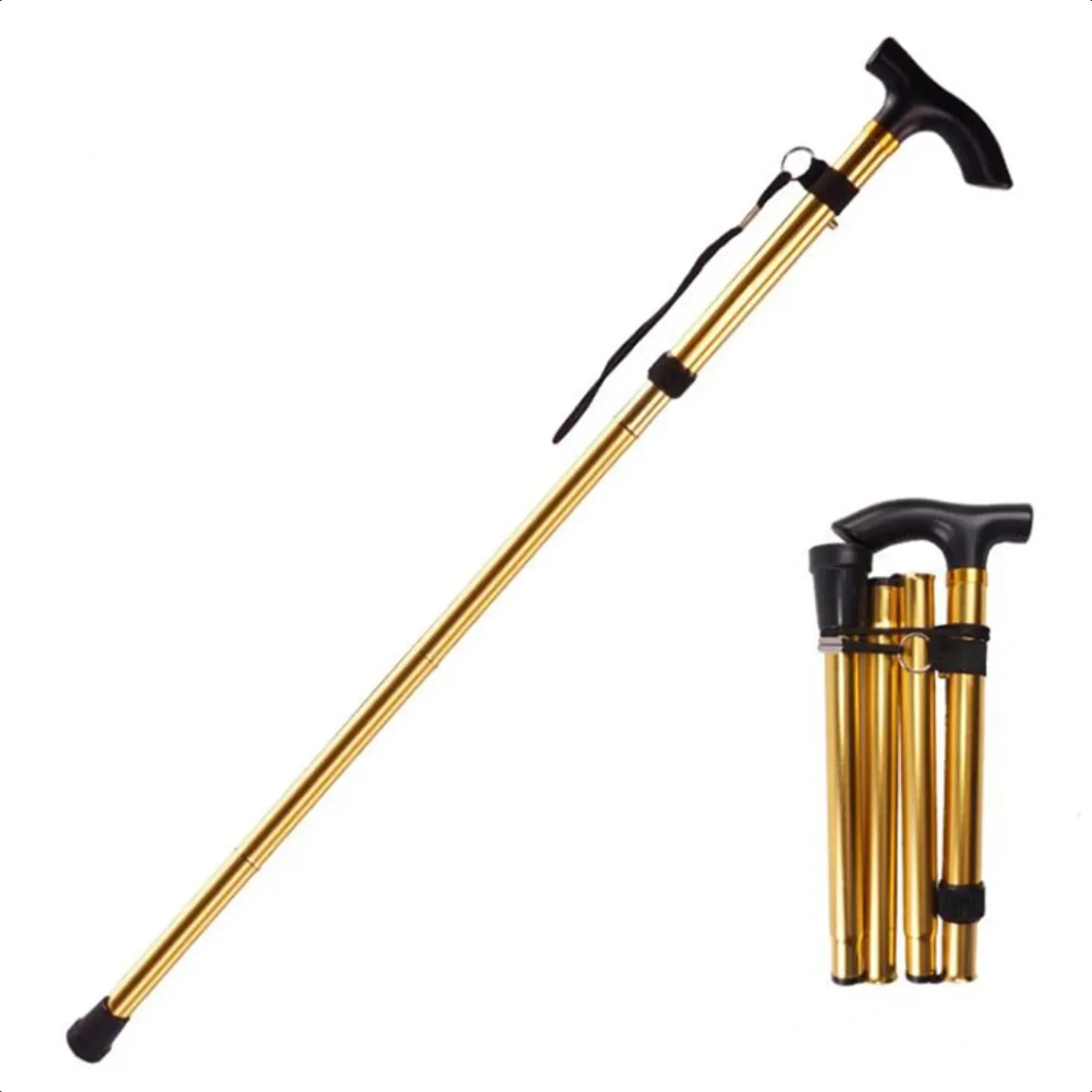 Walking Stick Telescopic Baton Hiking Trekking Poles Aluminum Alloy Metal Folding Cane Crutches Pole  Elderly People
