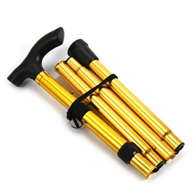Walking Stick Telescopic Baton Hiking Trekking Poles Aluminum Alloy Metal Folding Cane Crutches Pole  Elderly People
