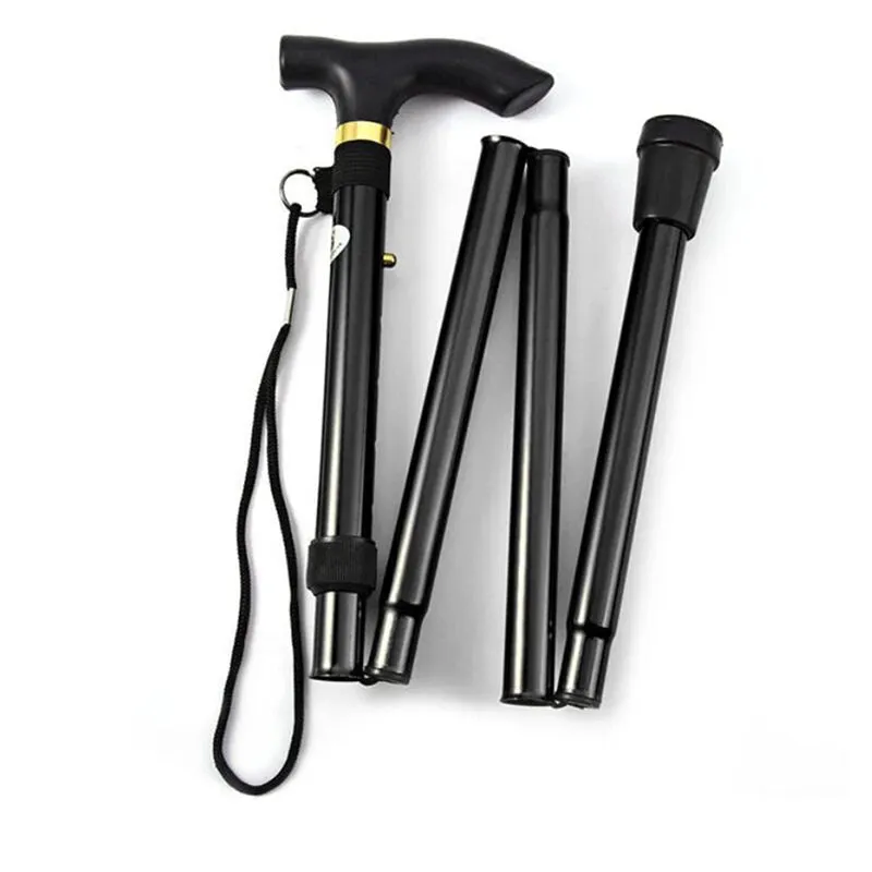 Walking Stick Telescopic Baton Hiking Trekking Poles Aluminum Alloy Metal Folding Cane Crutches Pole  Elderly People