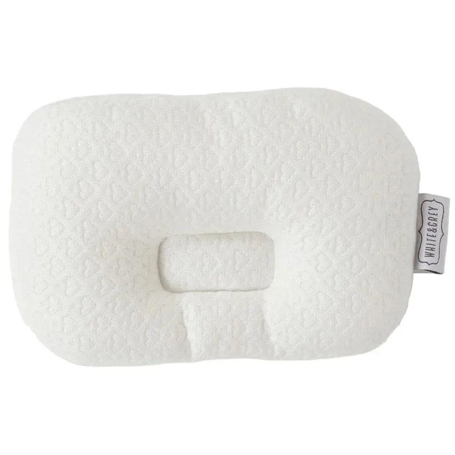 White & Grey Bamboo Cushioned Baby Pillow - Heart