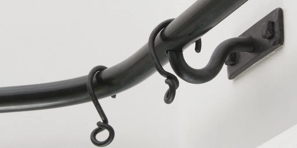 Wrought Iron Bay Window Curtain Pole with Balls